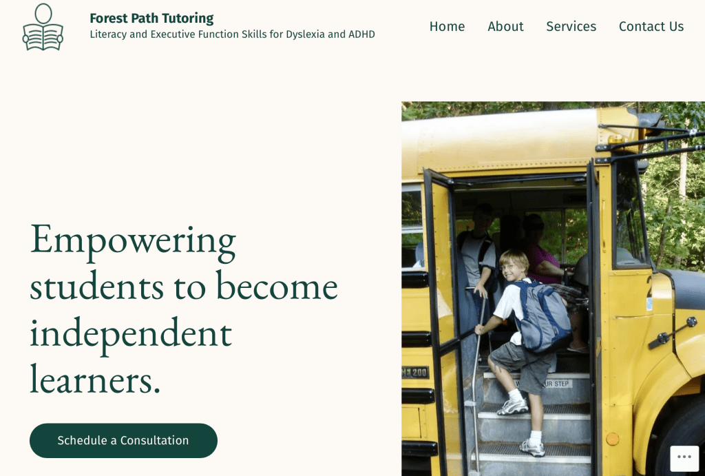 Forest Path Tutoring website homepage